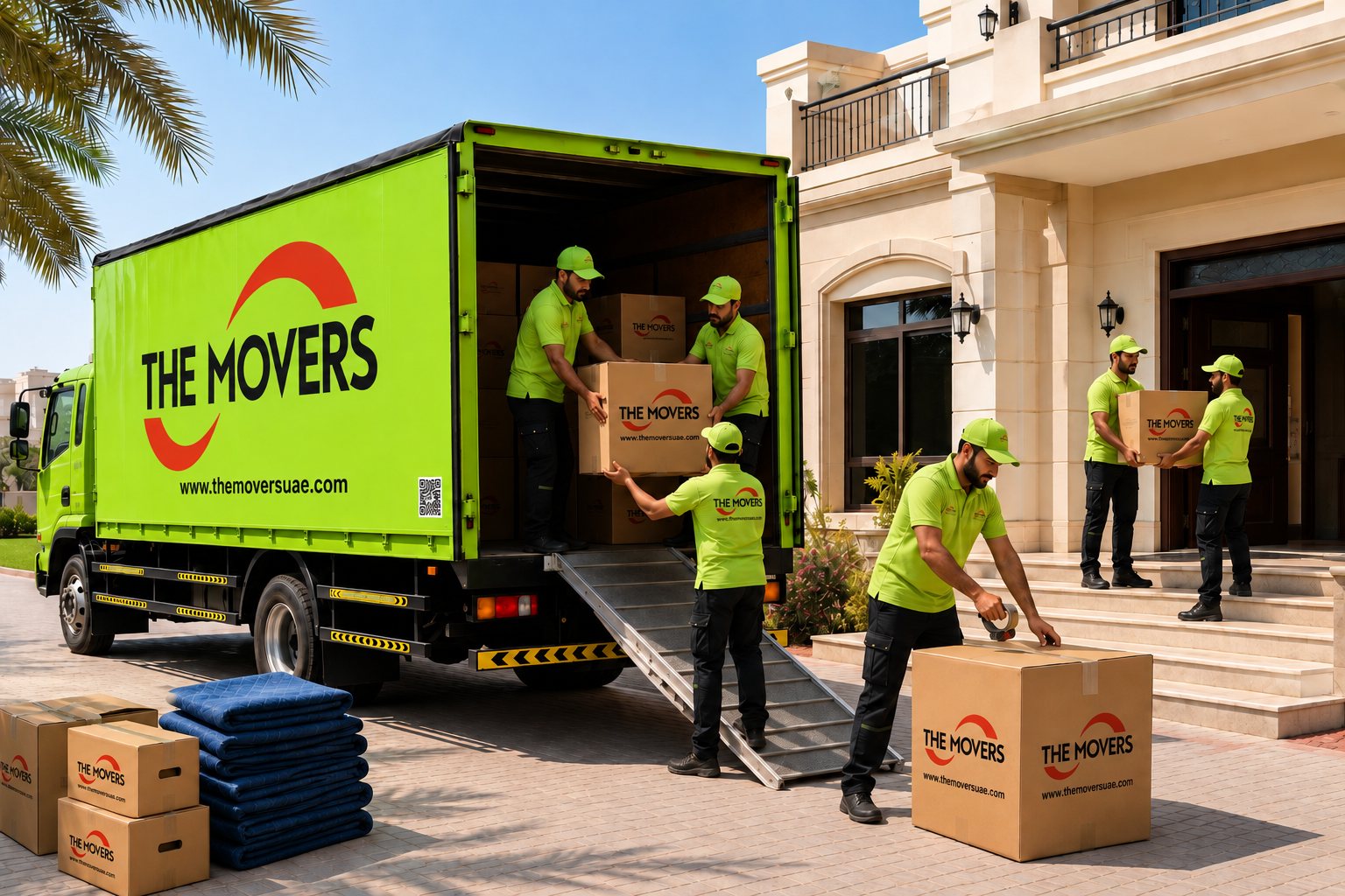 THE MOVERS crew unloading a protected household move in the UAE